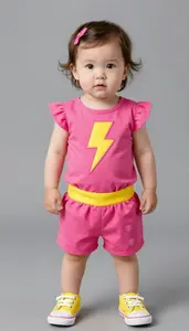 Baby Girl Superhero Toddler In Fuchsia Pink Dress With