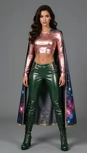Female Superhero Athletic Woman Sculpted Crop Top In Rose
