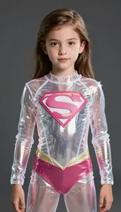 Girl Superhero Clear Colorless Costume With A Pure High
