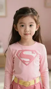 Girl Superhero Soft Peachy Pink Costume With A Gentle Loving
