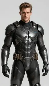 Male Superhero Blackened Steel Armor Brutal And Functional