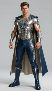 Male Superhero Powerful Male Physique In Navy And Beige Semi