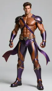Male Superhero Powerful Male Physique In Caramel And Violet