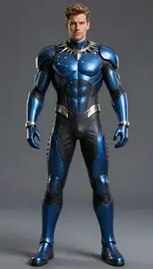 Male Superhero Powerful Male Physique In Sapphire And Black