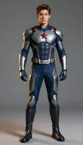 Superhero Form Fitting Studded Suit In Midnight Blue And