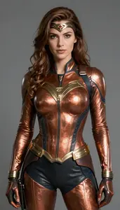 Woman Superhero She Is Clad In Form Fitting Gear The Color