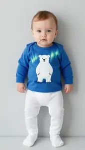 Baby Boy Super Hero Cool Arctic Blue Top With A Pattern Of