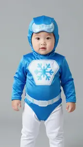 Baby Boy Super Hero Costume In Cool Arctic Blue With A