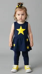 Baby Girl Superhero Baby Girl Sporting Navy Blue Dress With