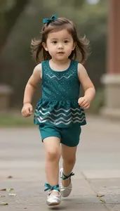 Baby Girl Superhero Little Girl In Deep Teal Dress With