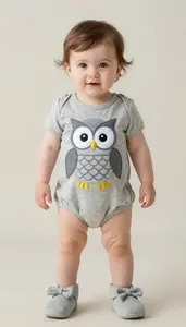 Baby Girl Superhero Soft Gray Marl Romper With A Big