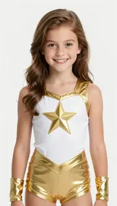 Girl Superhero Classic Hopeful Costume Of White And Gold