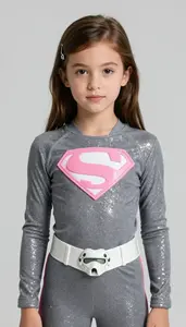 Girl Superhero Gray Sparkle Suit Storm Belt