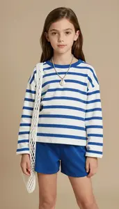 Girl Superhero Loose Comfortable Blue And White Fisherman S