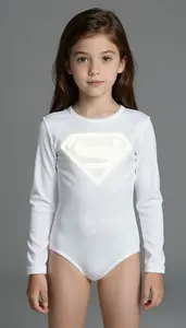 Girl Superhero Pure White Bodysuit That Glows With A Soft