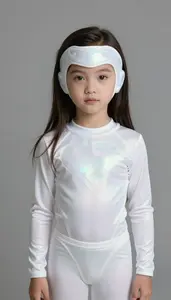 Girl Superhero Soft Pearlescent White Costume With A Gentle
