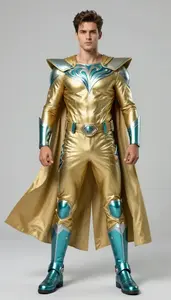 Male Superhero Male Hero In Sleek Topaz Ensemble Shirtless