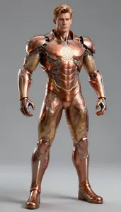 Male Superhero Powerful Male Physique In Copper And Tan Semi