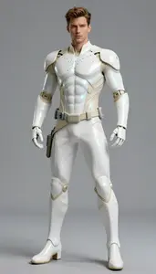 Male Superhero Powerful Male Physique In Pearl White And