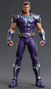 Male Superhero Sculpted Male Figure In Leather Deep Purple