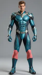Male Superhero Striking Male Form In Advanced Textile With