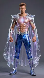 Male Superhero Strong Masculine Build Adorned In Semi