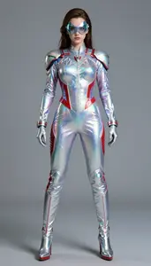 Superhero Opal Holographic Suit With Mountain Peaks