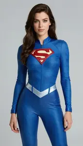 Woman Superhero She Wears A Sleek Jumpsuit Of Electric Blue