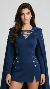 Woman Superhero She Wears A Suit Of Midnight Blue With