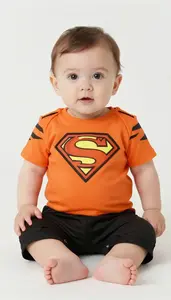 Baby Boy Super Hero Bright Orange Top With A Tiger Stripe