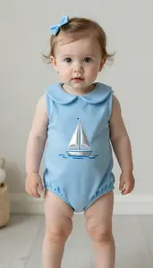 Baby Girl Superhero Periwinkle Blue Romper With A Peter Pan