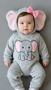 Baby Girl Superhero Soft Gray Marl Romper With A Big