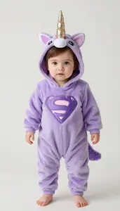 Baby Girl Superhero Soft Purple Romper With A Glittery