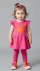 Baby Girl Superhero Toddler Sporting Hot Pink Dress With