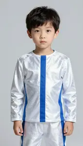 Boy Superhero An Outfit Of Shimmering Silver White Fabric