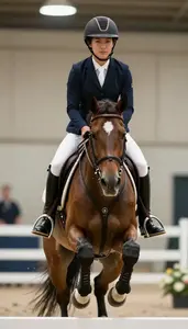 Equestrian Vaulter In Form Fitting Costume Performing A