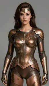 Female Superhero Bronze Armor With A Simple Hammered Finish