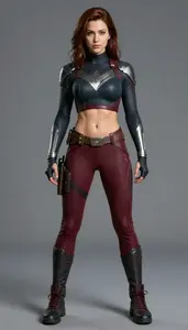 Female Superhero Woman In Obsidian Sculpted Crop Top Tech