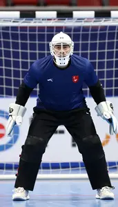 Handball Goalkeeper Preparing Stance Without Face Cover