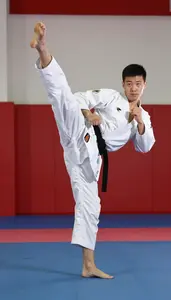 Indoor Martial Arts Competitor In Traditional Uniform