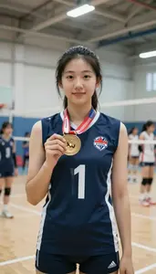 Indoor Volleyball Youth Champions In Fitted Jerseys Holding