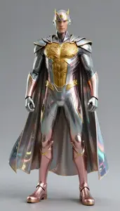 Male Superhero Striking Male Form In Iridescent Multi Phase