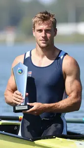 Open Water Rowing World Champion In Sleeveless Racing Vest