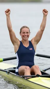 Rowing Competitor At Finish Line Celebrating Smiling Face