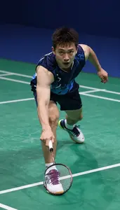Badminton Aggressor Wearing Badminton Shoes Determined