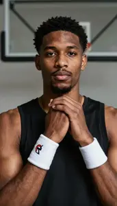 Basketball Power Forward Wearing Wristband Focused Driving