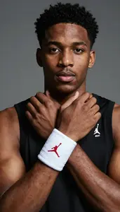Basketball Power Forward Wearing Wristband Focused Breaking