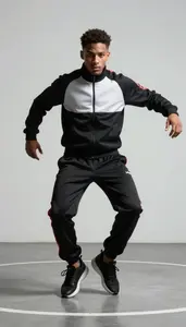 Breaking Breaker Wearing Track Suit Quick Spinning Footwork