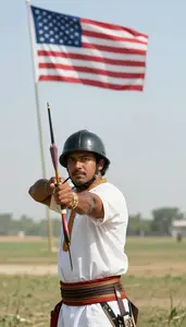 Clout Shooter In Traditional Attire And High Trajectory