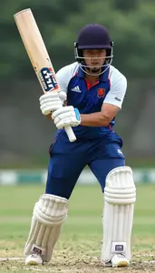 Cricket Tail Ender Wearing Arm Guard Aggressive Blocking